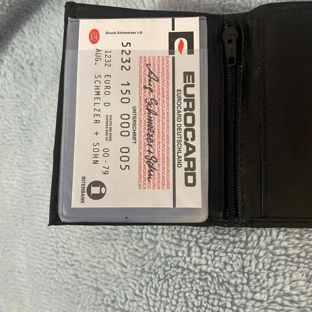 Vtg German Leather Trifold -Rare Eurocard “Deutschland” Credit card insert.NEW